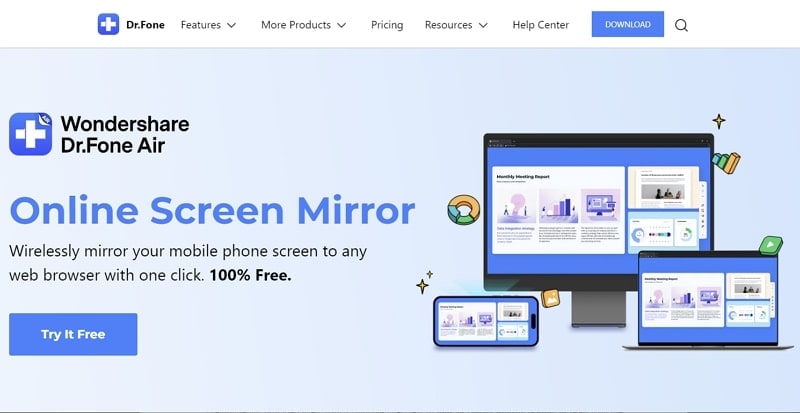 drfone air herramienta de espejo de pantalla en línea