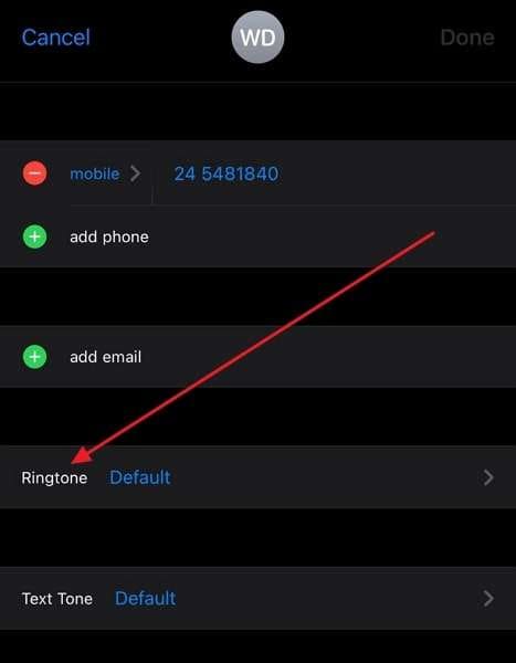 Set a ringtone to a specific contact on iPhone