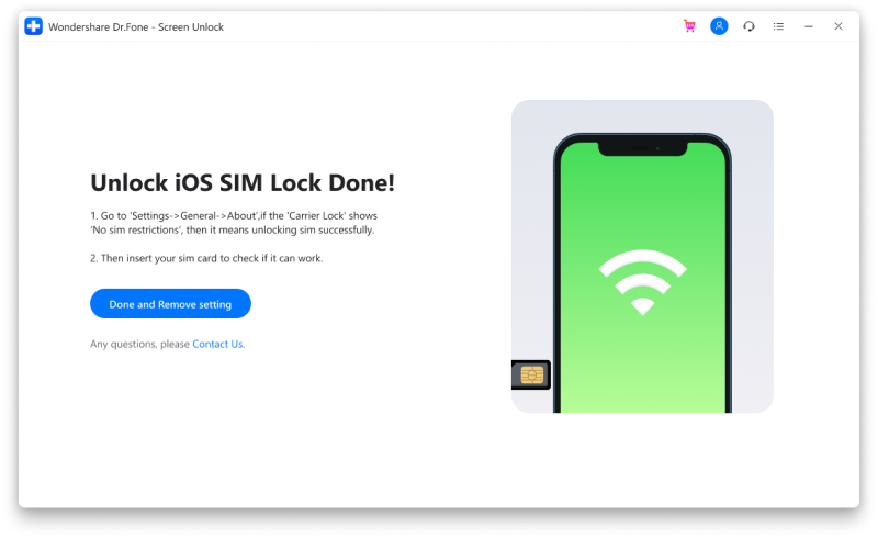 prompt showing successful ios unlock process