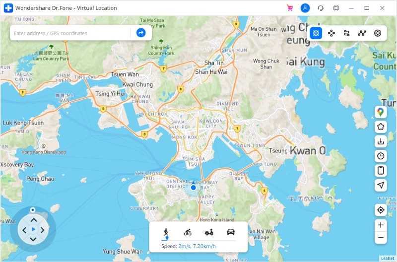 interfaccia della mappa di posizione virtuale