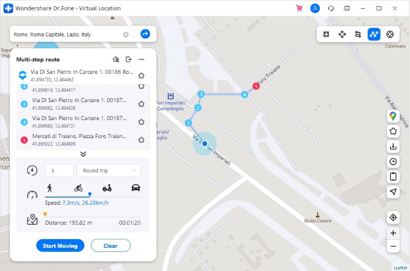 DrFone - Virtueller Standort Mehrpunktsimulation