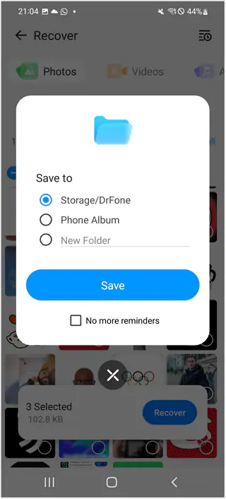 choose location to save data