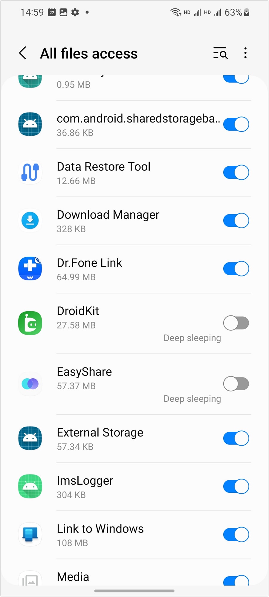 enable the dr.fone link option