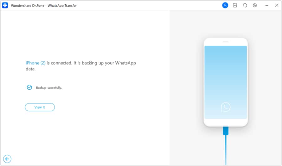 dr.fone backup whatsapp messages window