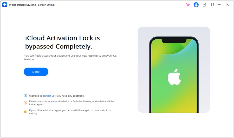 drfone icloud activation lock bypassed