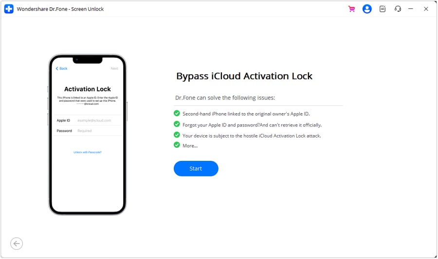start process of bypassing activation lock