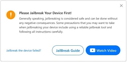 jailbreak iphone notice dialogue box