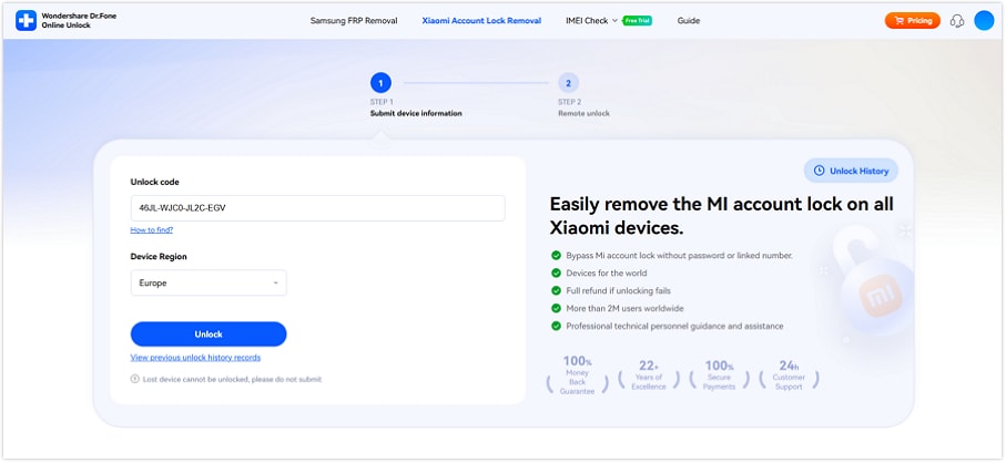 submit device information