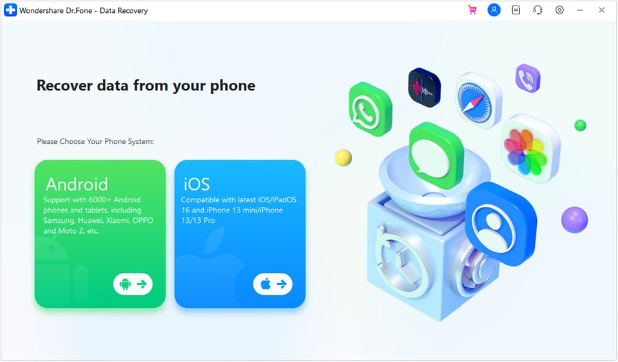 select ios phone system to start the data recovery process