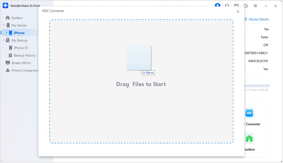 drag and drop heic files