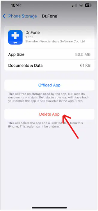 delete app on ios