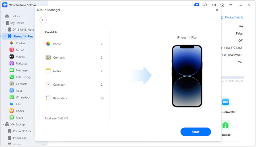 start to restore data to iphone