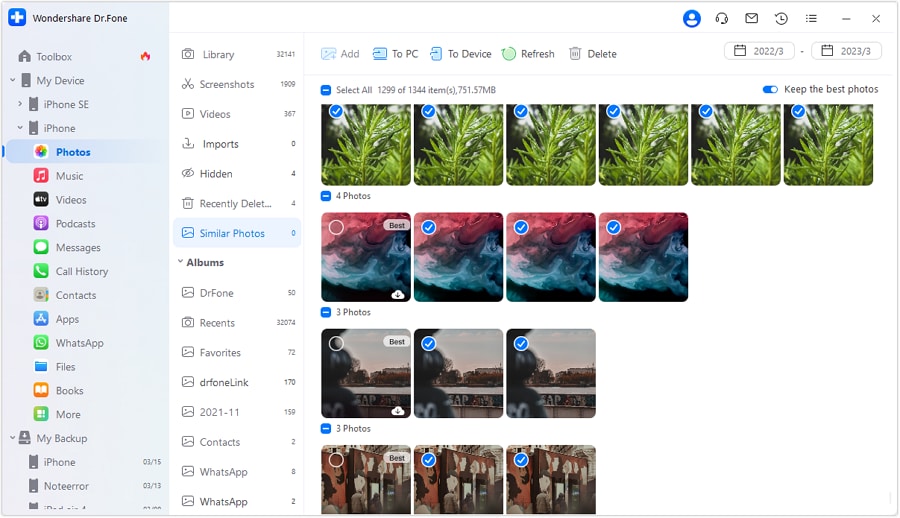 export the selected photos