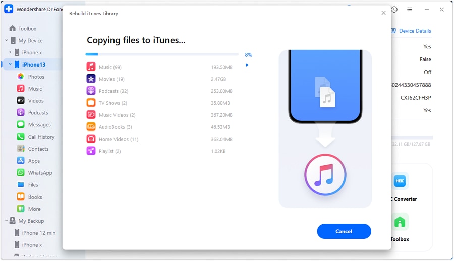 copying files to itunes