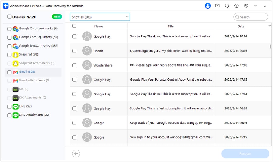 Preview Gmail data