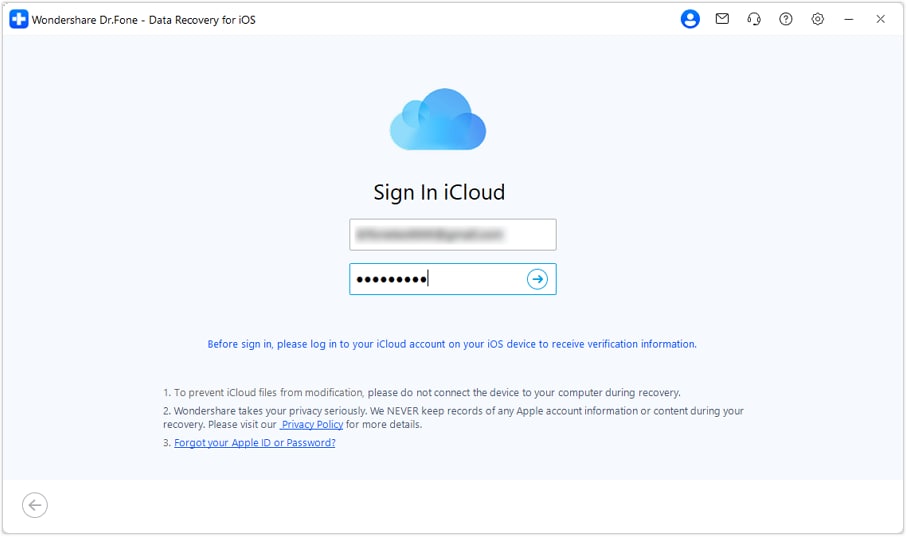 log in to icloud account