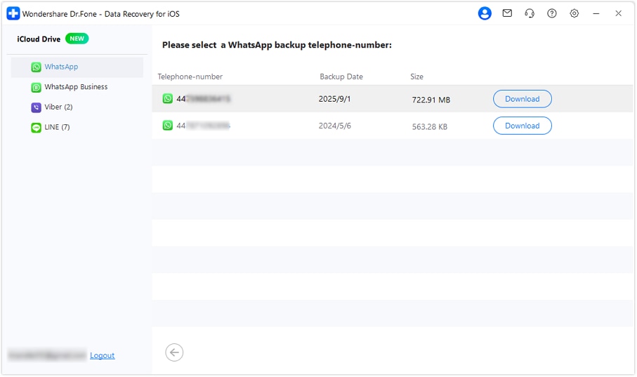 select whatsapp backup