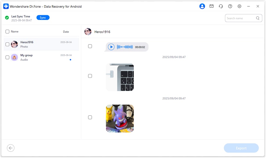 recover and export view once messages android