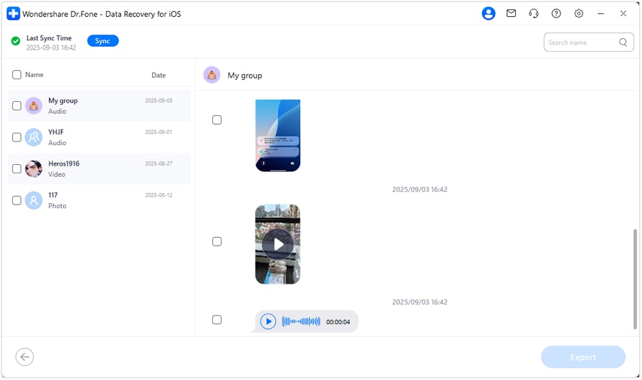 recover and export view once messages ios