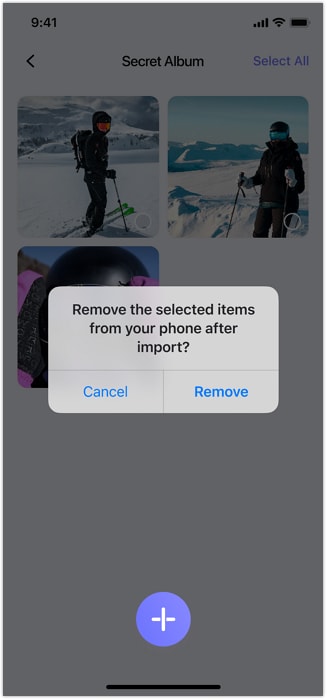 allow secret space to remove photos