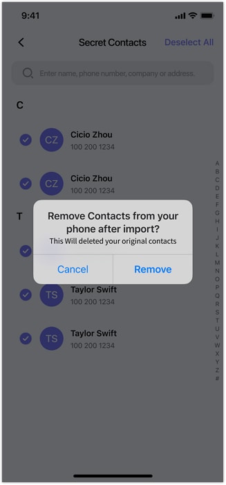 hide contacts on iphone