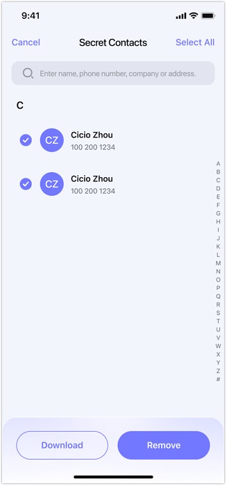 secret space to hide contacts on iphone