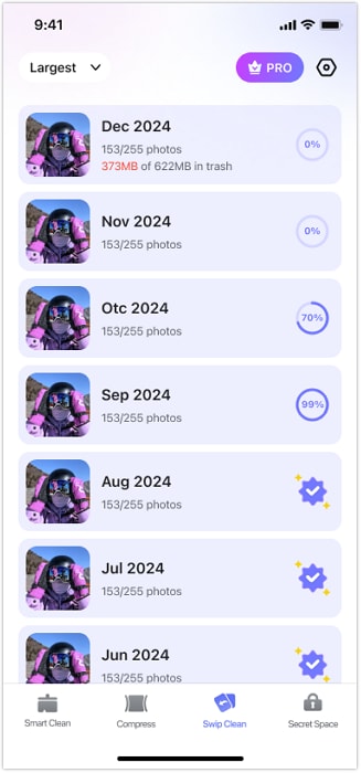 swipe to delete photos app