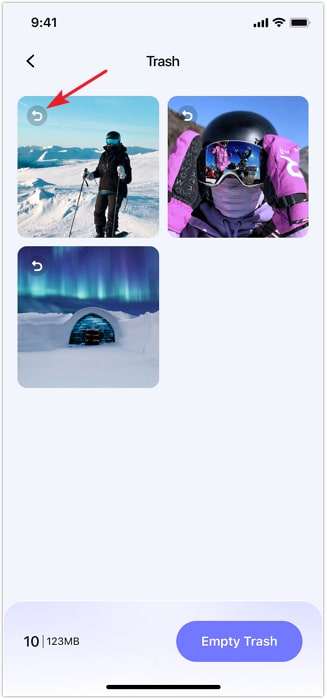 swipe to delete photos