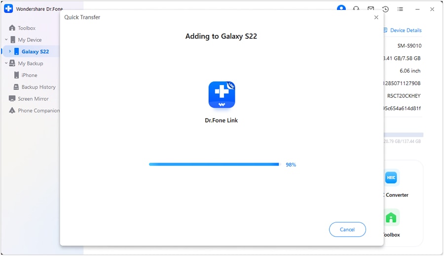export samsung data to another device