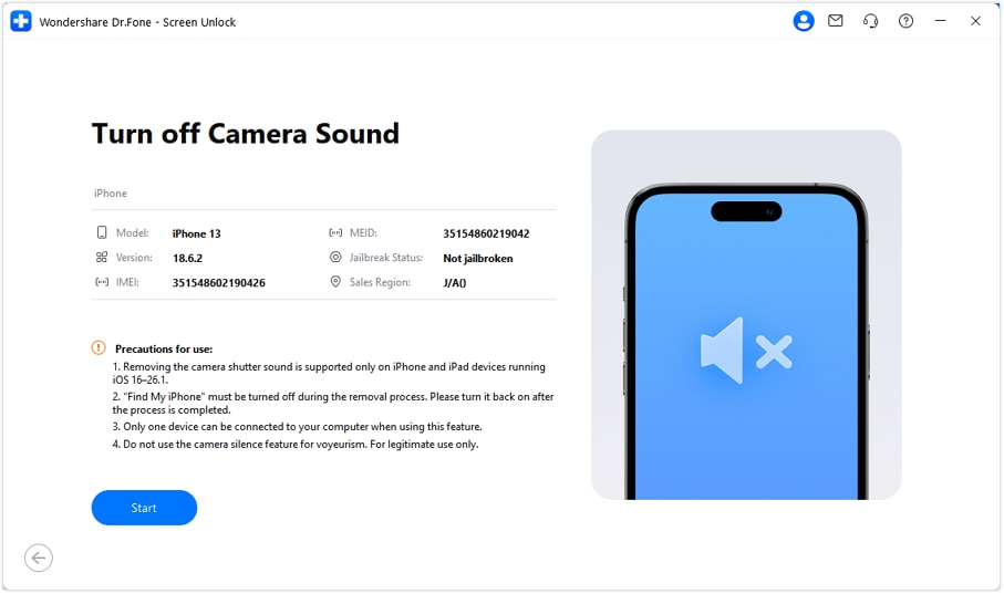 start turn off camera sound