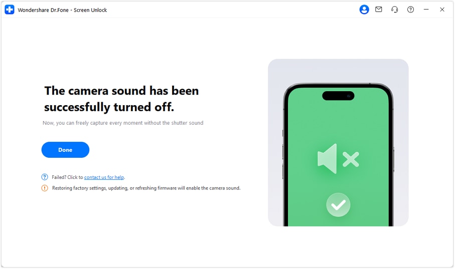 camera sound turned off successfully