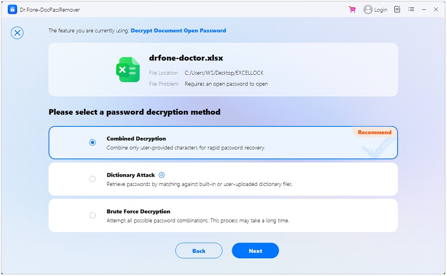 Choose Combines Decryption option