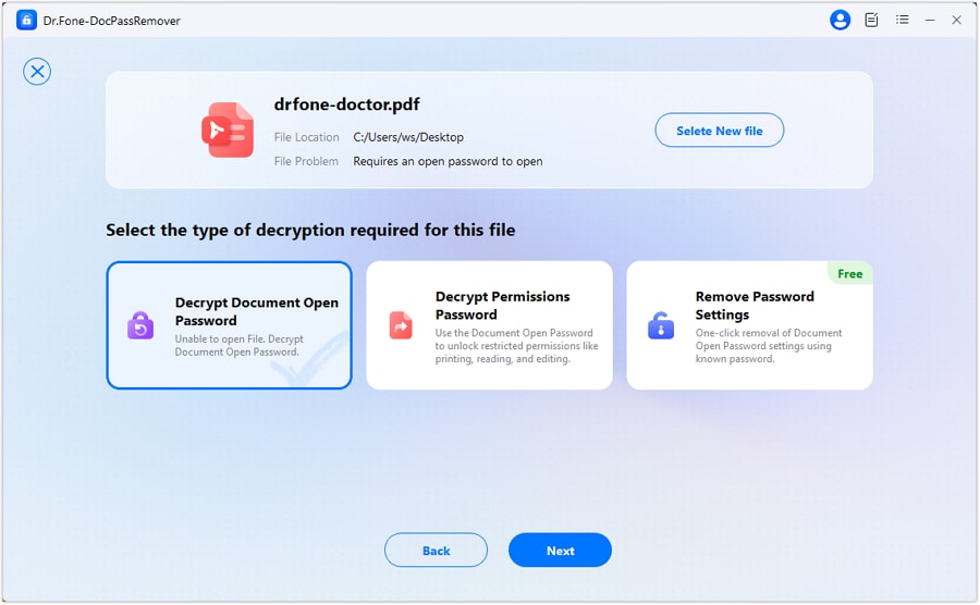 decrypt document open password feature