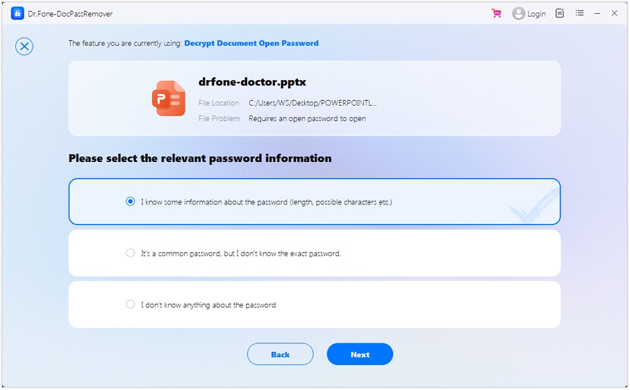 choose the option