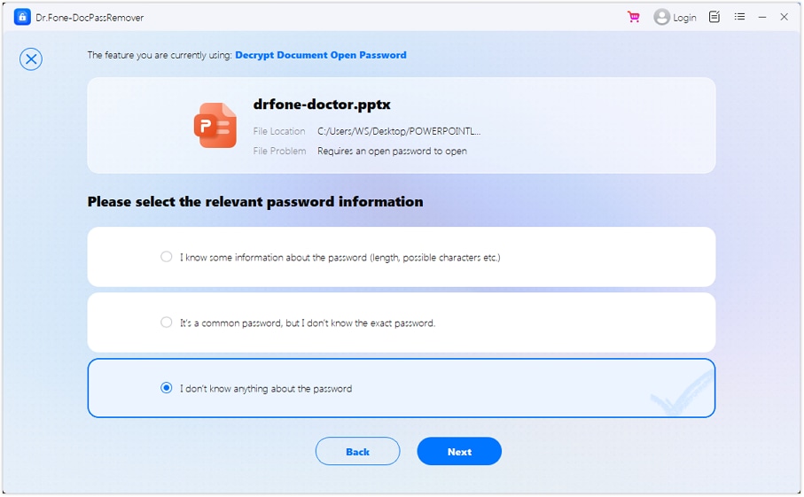 choose the option