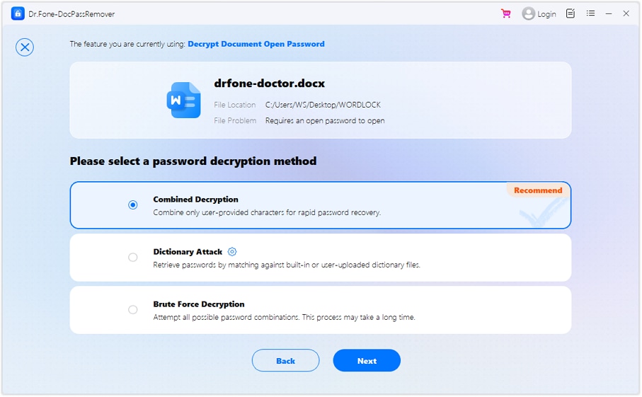 Choose Combined Decryption option