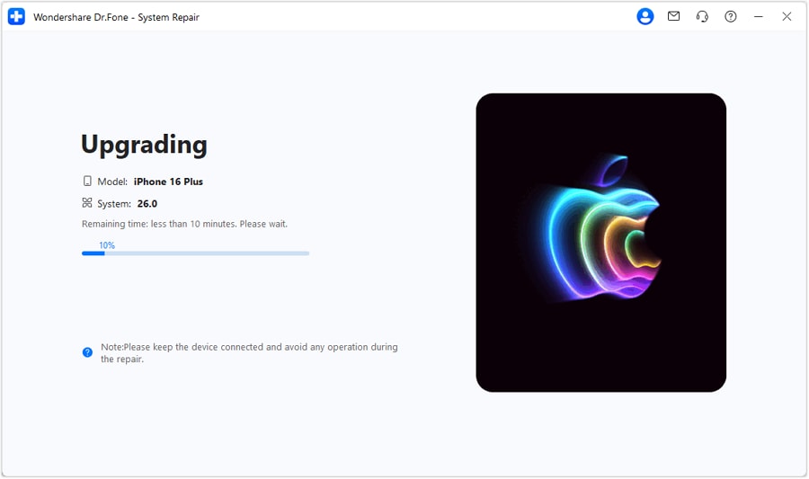 the process of upgrading starts
