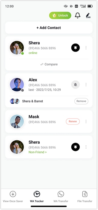 link whatsapp account to tracover