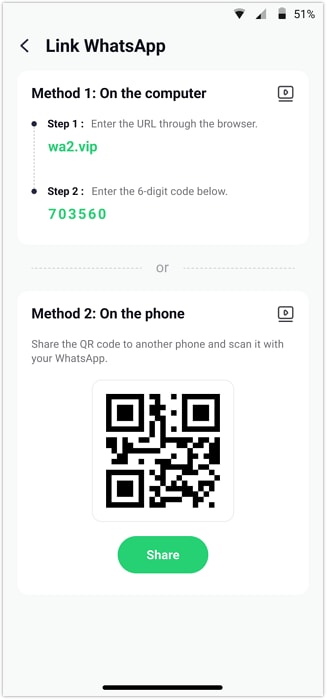 link whatsapp account using wa tracker