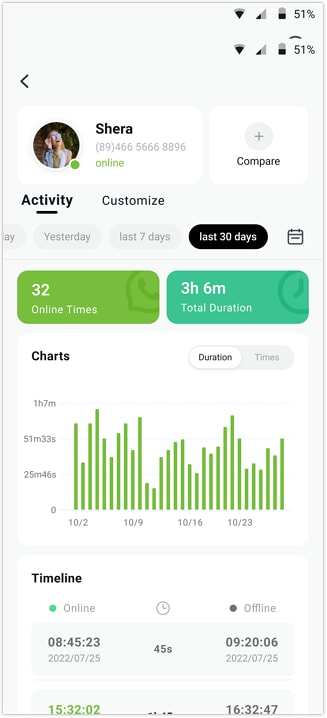 how to track whatsapp online status