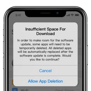 iOS 13 update problem - not enough space