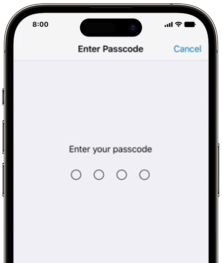 remove 4 digit passcode