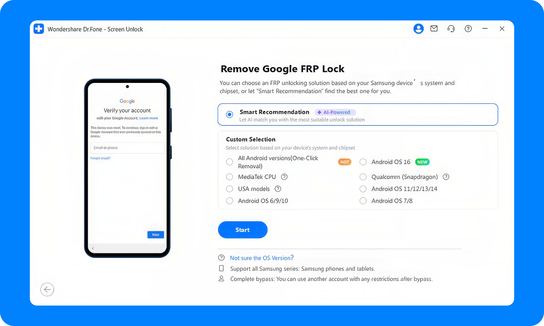 Select Samsung device information