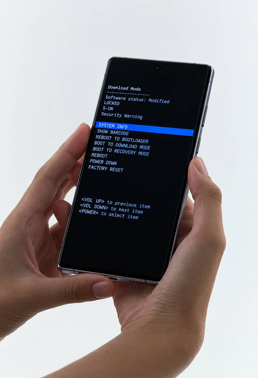 HTC phone showing the bootloader Download Mode menu