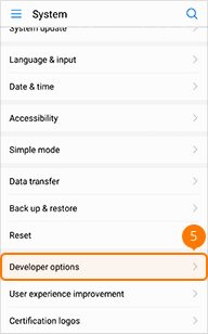Tap Developer options on Honor phone