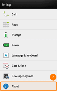 Tap About on HTC phone