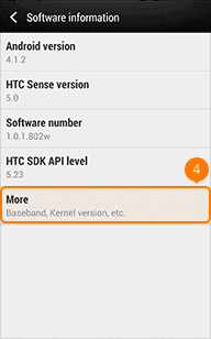 Tap More on HTC phone