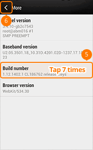 Tap Build number 7 times on HTC phone