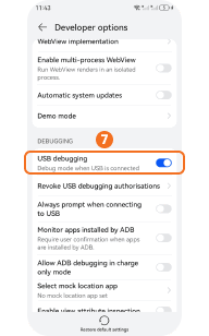 Turn on USB debugging on Huawei HarmonyOS