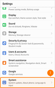 Tap System on Huawei Mate phone
